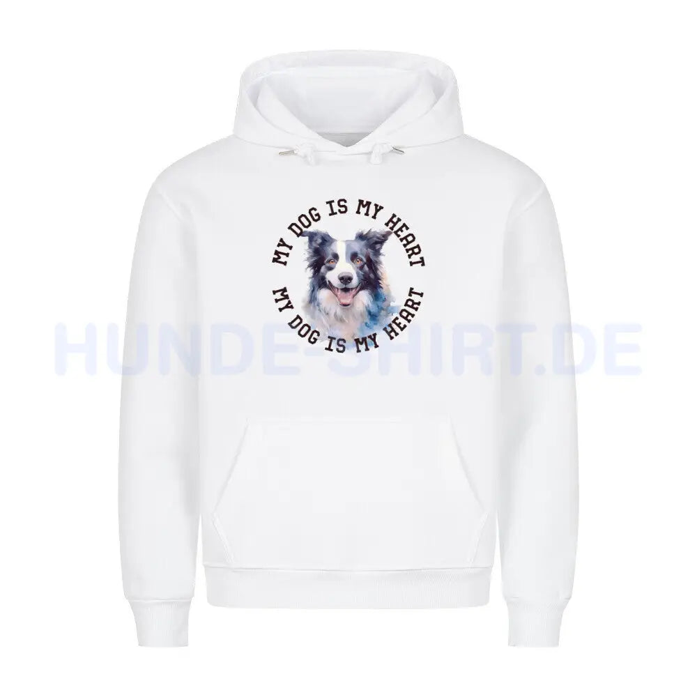 Premium Hoodie "Border Collie HEART 2" Weiß – hunde-shirt.de