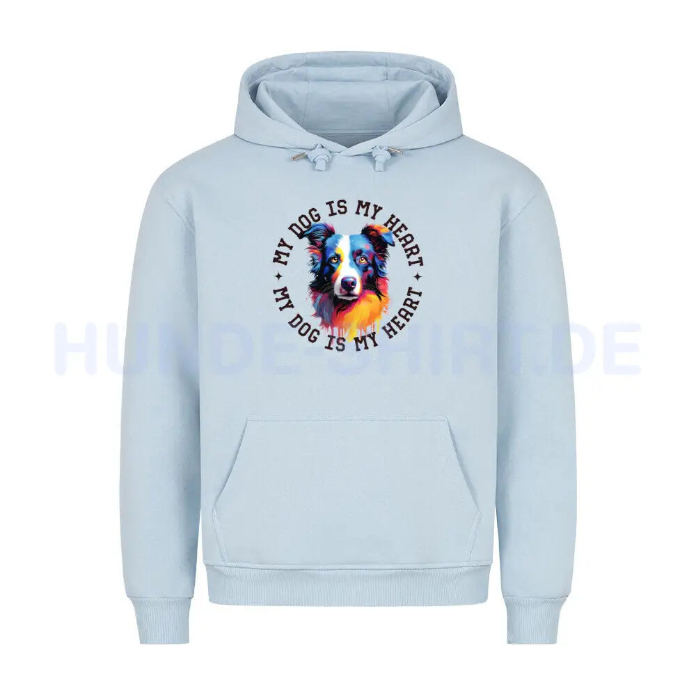 Premium Hoodie "Border Collie HEART" Babyblau – hunde-shirt.de