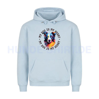 Premium Hoodie "Border Collie HEART" Babyblau – hunde-shirt.de