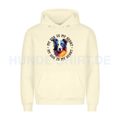 Premium Hoodie "Border Collie HEART" Beige – hunde-shirt.de