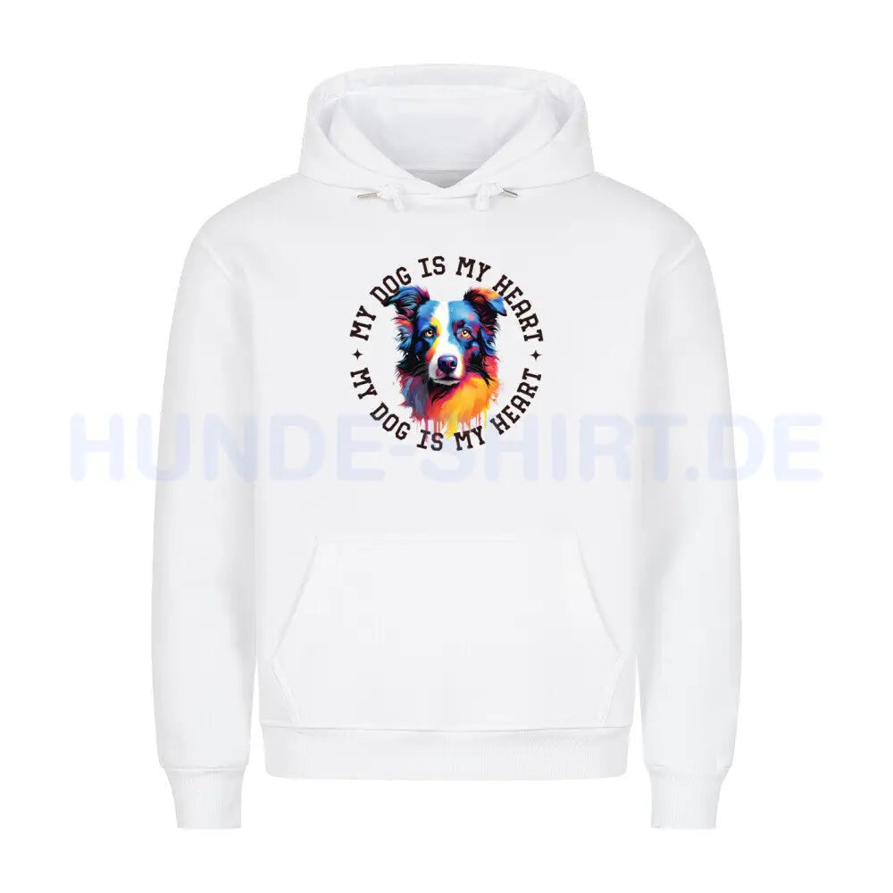 Premium Hoodie "Border Collie HEART" Weiß – hunde-shirt.de