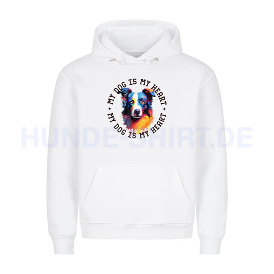 Premium Hoodie "Border Collie HEART" Weiß – hunde-shirt.de