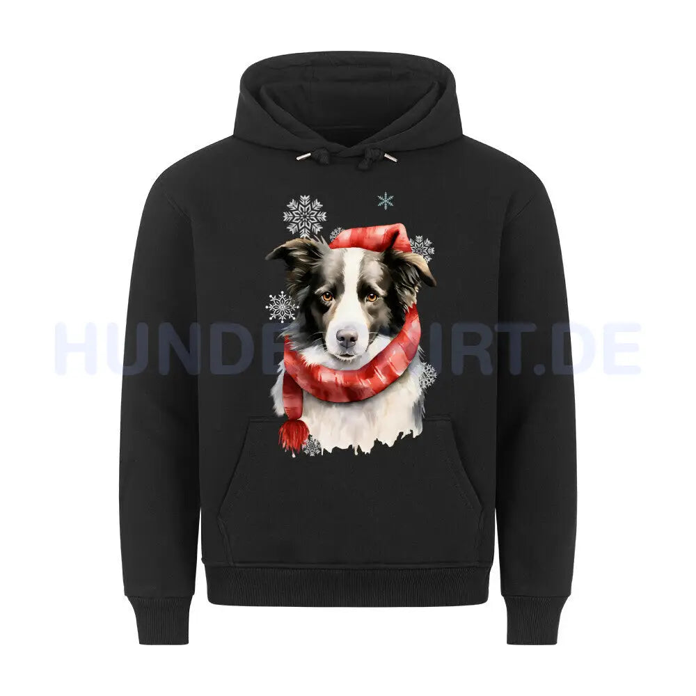 Premium Hoodie "Border Collie Winter" Schwarz – hunde-shirt.de