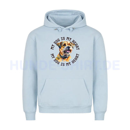 Premium Hoodie "Border Terrier HEART" Babyblau – hunde-shirt.de