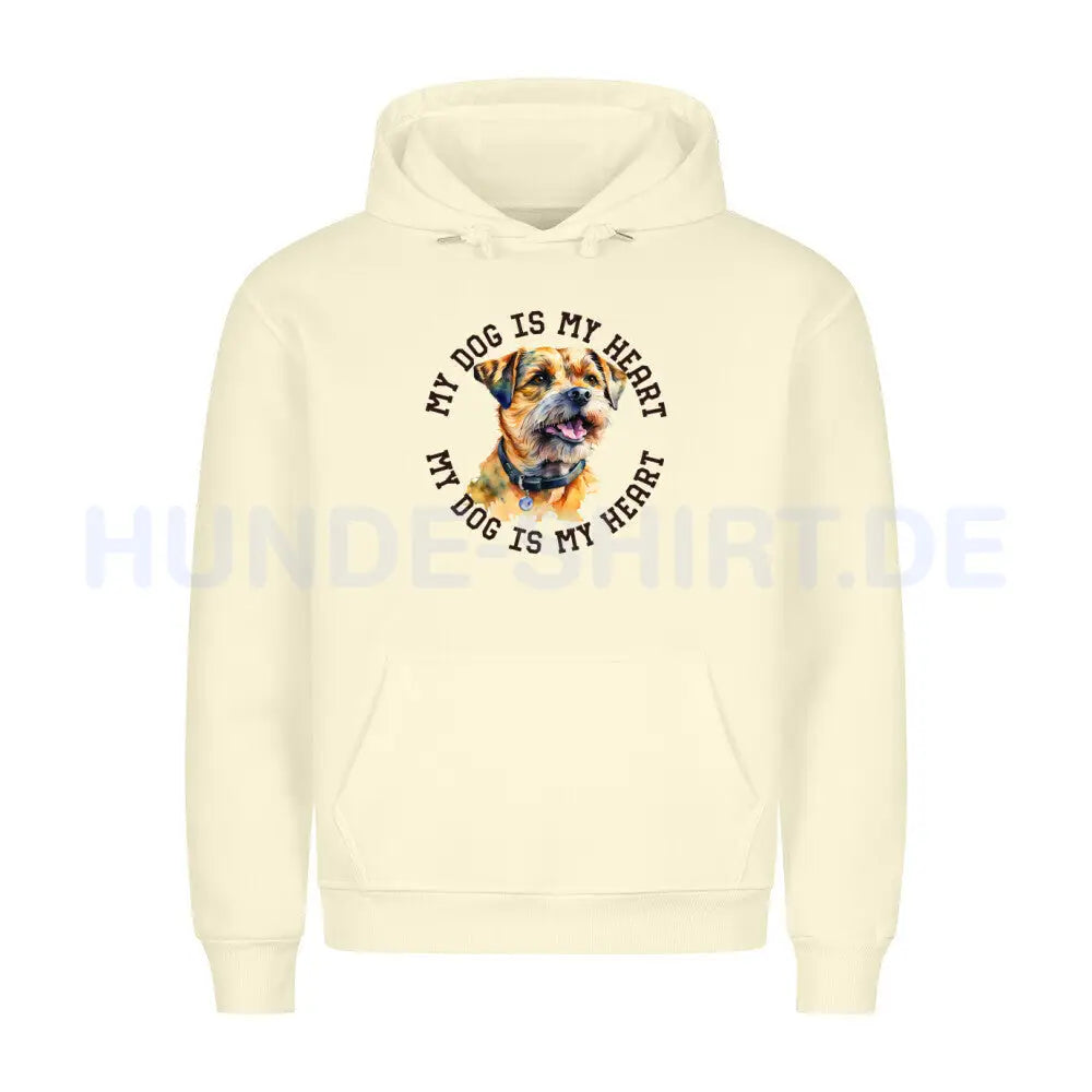 Premium Hoodie "Border Terrier HEART" Beige – hunde-shirt.de