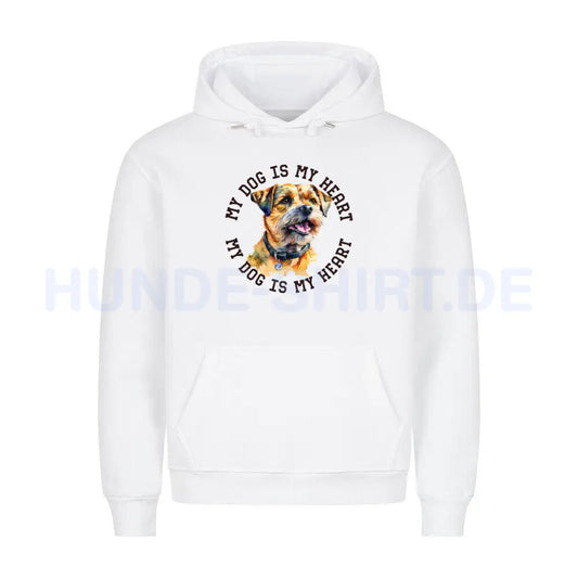 Premium Hoodie "Border Terrier HEART" Weiß – hunde-shirt.de