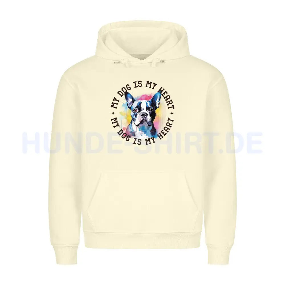 Premium Hoodie "Boston Terrier HEART" Beige – hunde-shirt.de