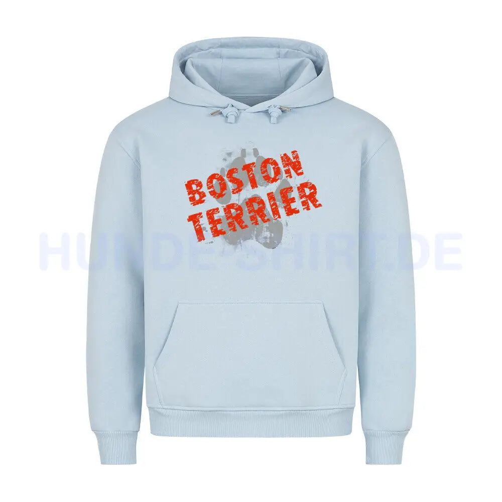 Premium Hoodie "Boston Terrier - PAW" Babyblau – hunde-shirt.de