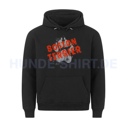 Premium Hoodie "Boston Terrier - PAW" Schwarz – hunde-shirt.de