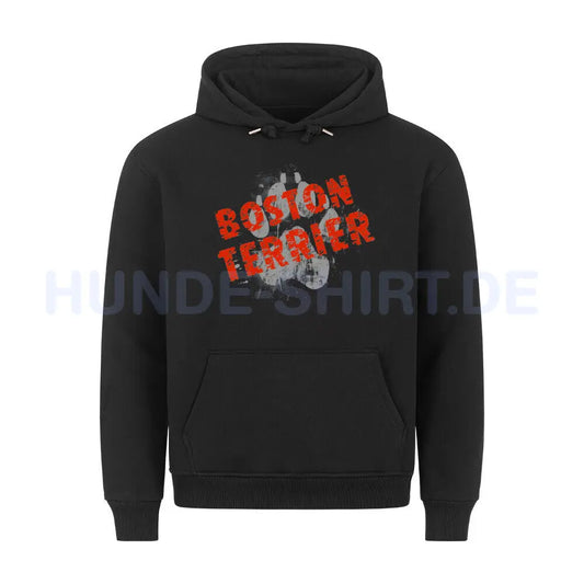 Premium Hoodie "Boston Terrier - PAW" Schwarz – hunde-shirt.de