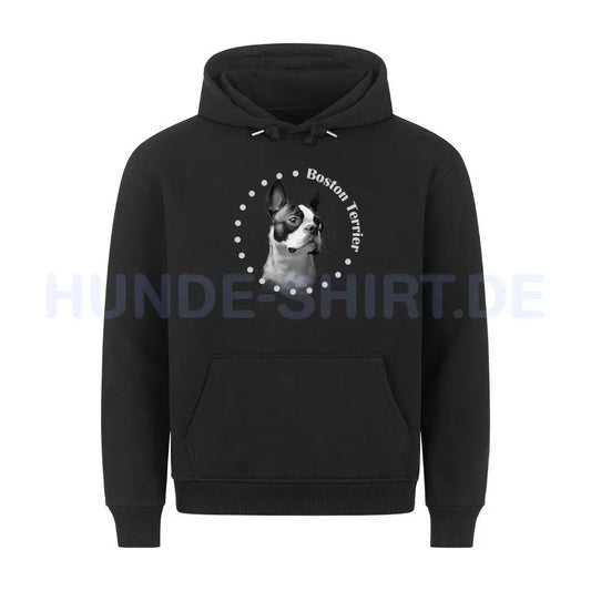 Premium Hoodie "Boston Terrier Rounded" Schwarz – hunde-shirt.de