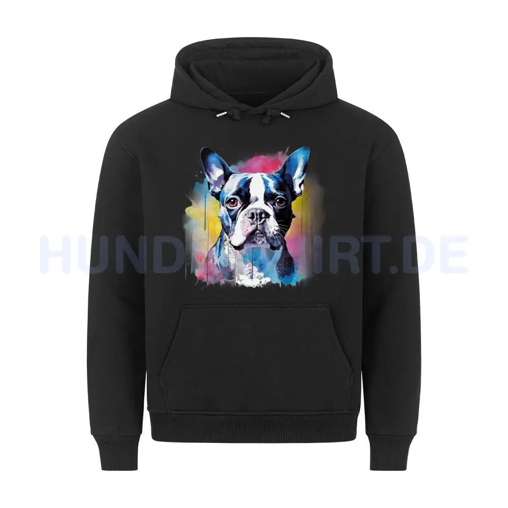 Premium Hoodie "Boston Terrier Splash" Schwarz – hunde-shirt.de