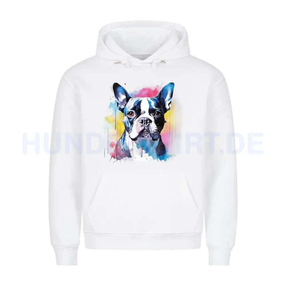 Premium Hoodie "Boston Terrier Splash" Weiß – hunde-shirt.de