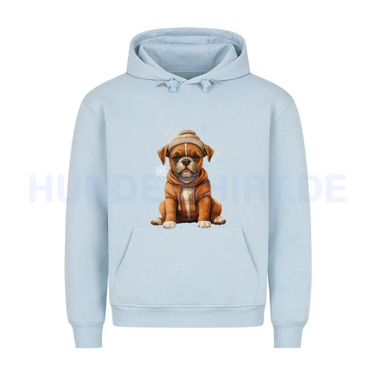 Premium Hoodie "Boxer Winterbub" Babyblau – hunde-shirt.de