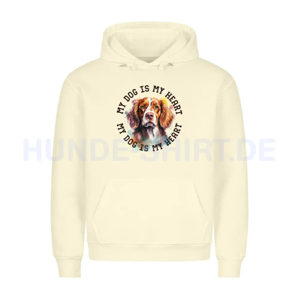 Premium Hoodie "Brittany Spaniel HEART 2" Beige – hunde-shirt.de