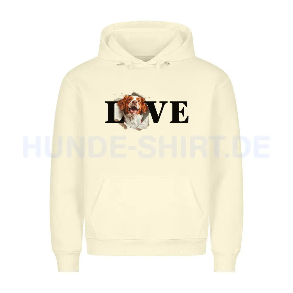 Premium Hoodie "Brittany Spaniel - LOVE" Beige – hunde-shirt.de