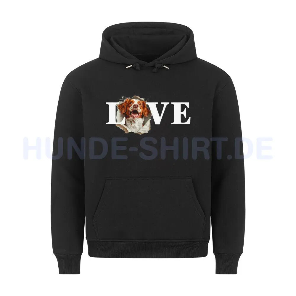 Premium Hoodie "Brittany Spaniel - LOVE" Schwarz – hunde-shirt.de