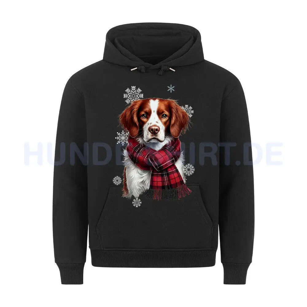 Premium Hoodie "Brittany Spaniel Winter" Schwarz – hunde-shirt.de