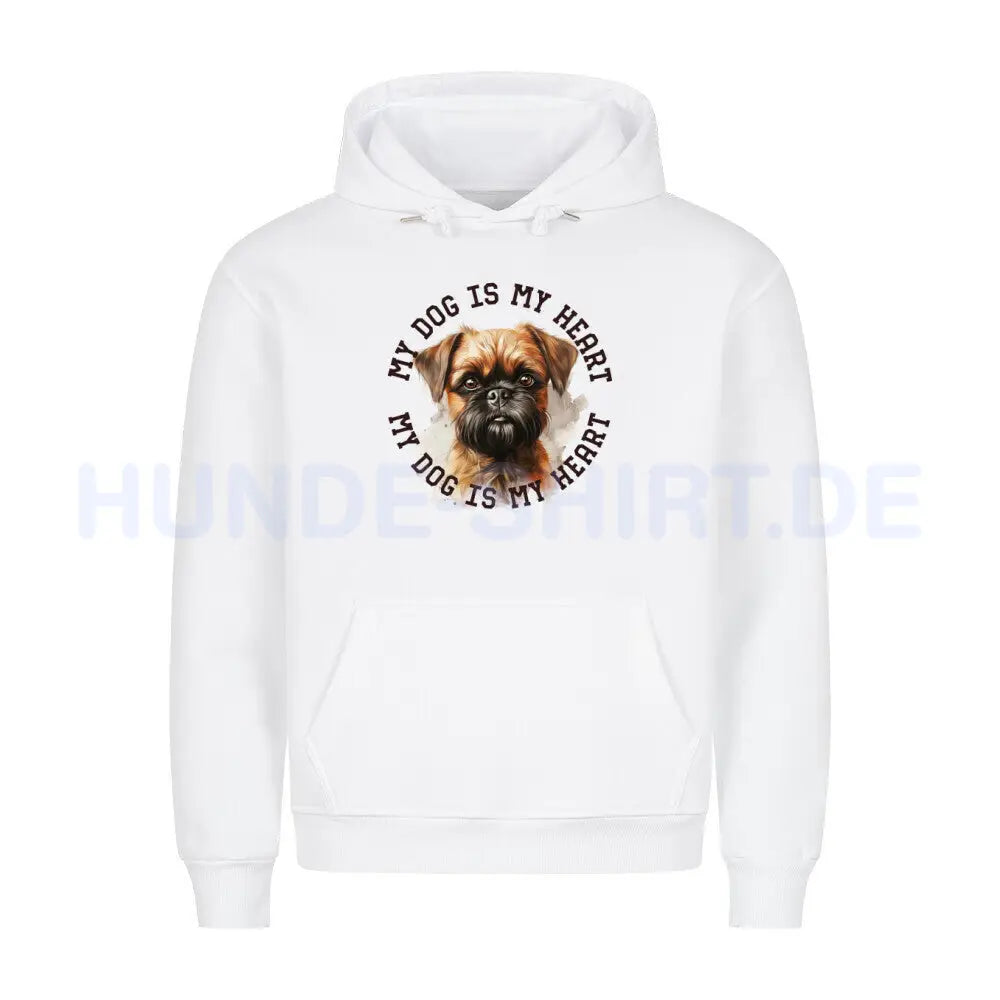 Premium Hoodie "Brüsseler Griffon HEART" Weiß – hunde-shirt.de