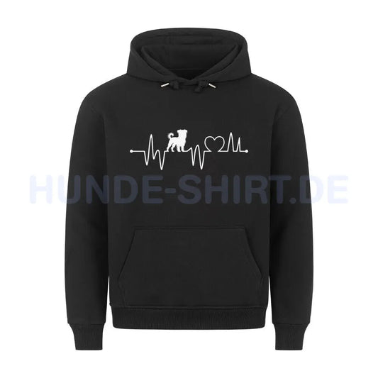 Premium Hoodie "Brüsseler Griffon - Heartbeat" Schwarz – hunde-shirt.de