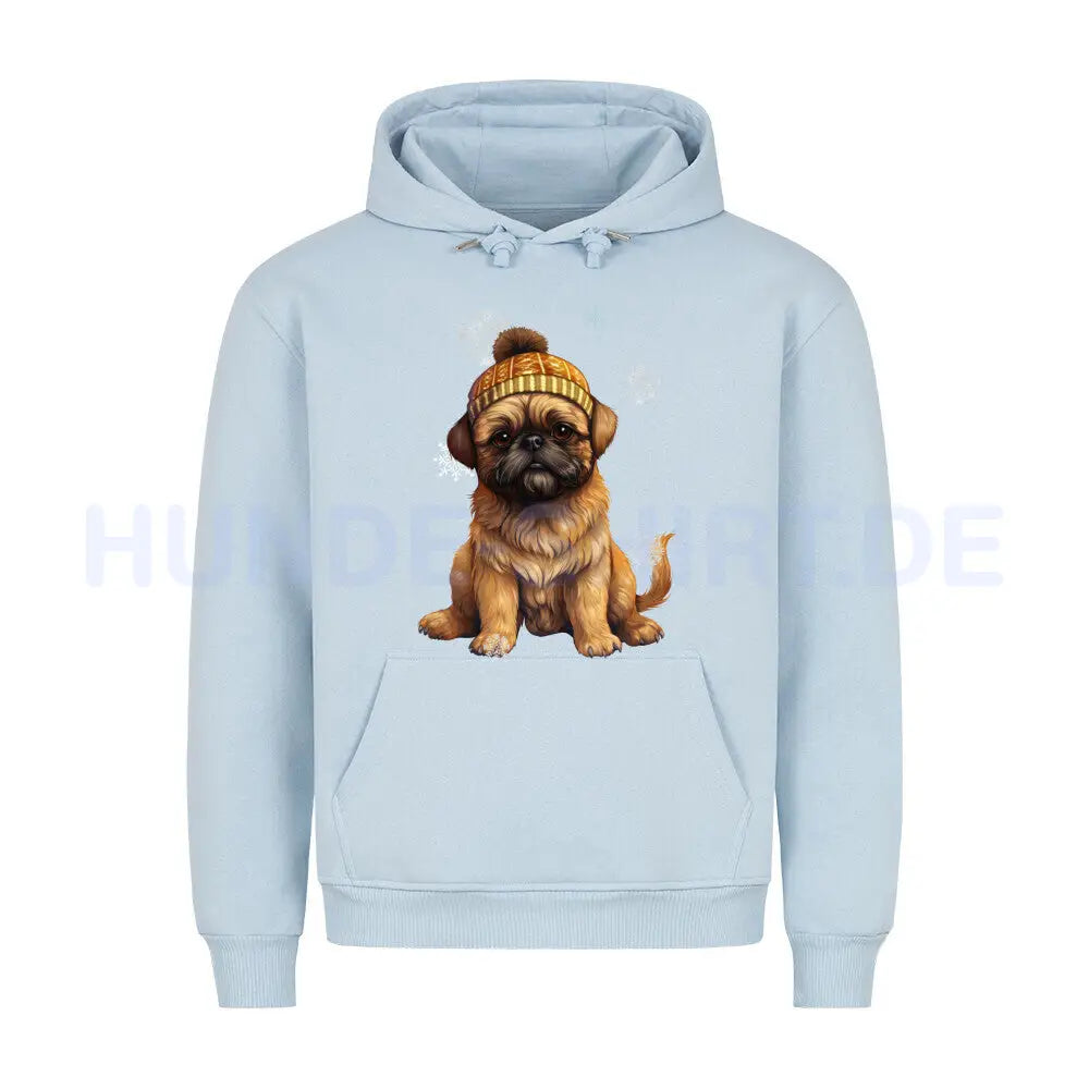 Premium Hoodie "Brüsseler Griffon Winter" Babyblau – hunde-shirt.de