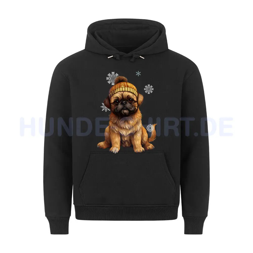 Premium Hoodie "Brüsseler Griffon Winter" Schwarz – hunde-shirt.de