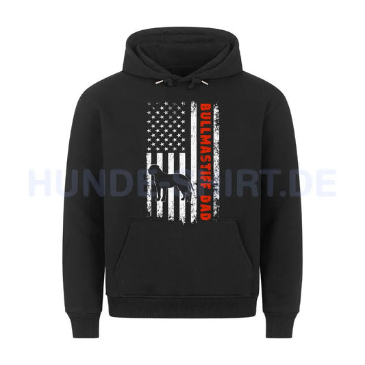 Premium Hoodie "Bullmastiff - Flag Dad" Schwarz – hunde-shirt.de