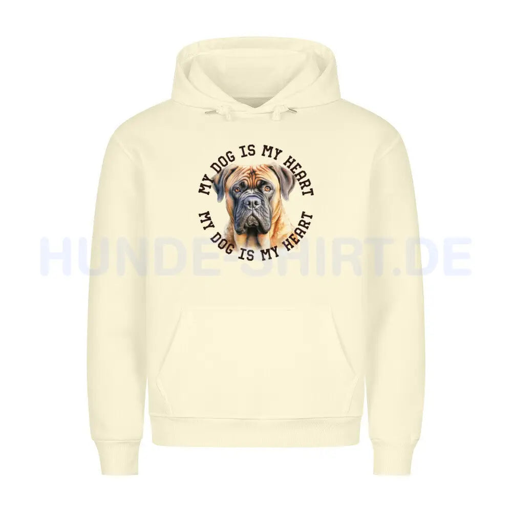 Premium Hoodie "Bullmastiff HEART" Beige – hunde-shirt.de