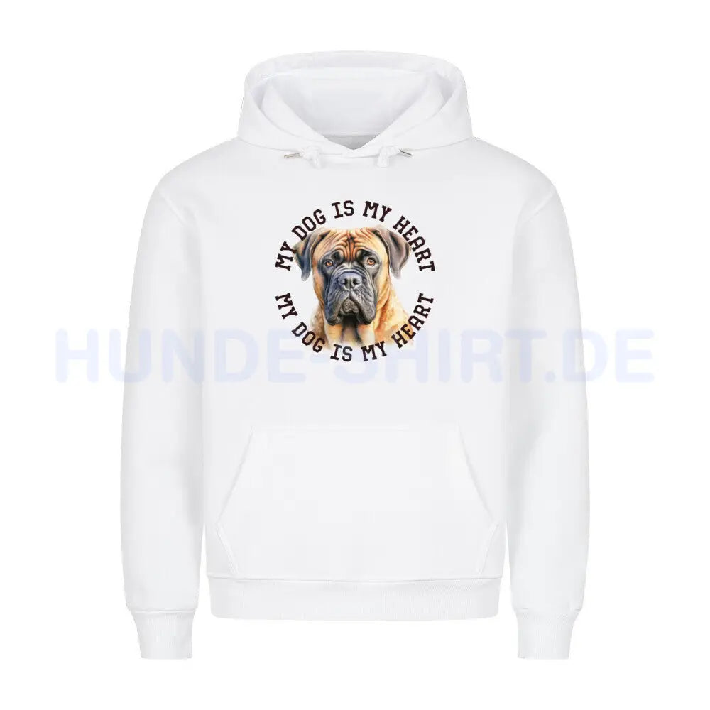 Premium Hoodie "Bullmastiff HEART" Weiß – hunde-shirt.de