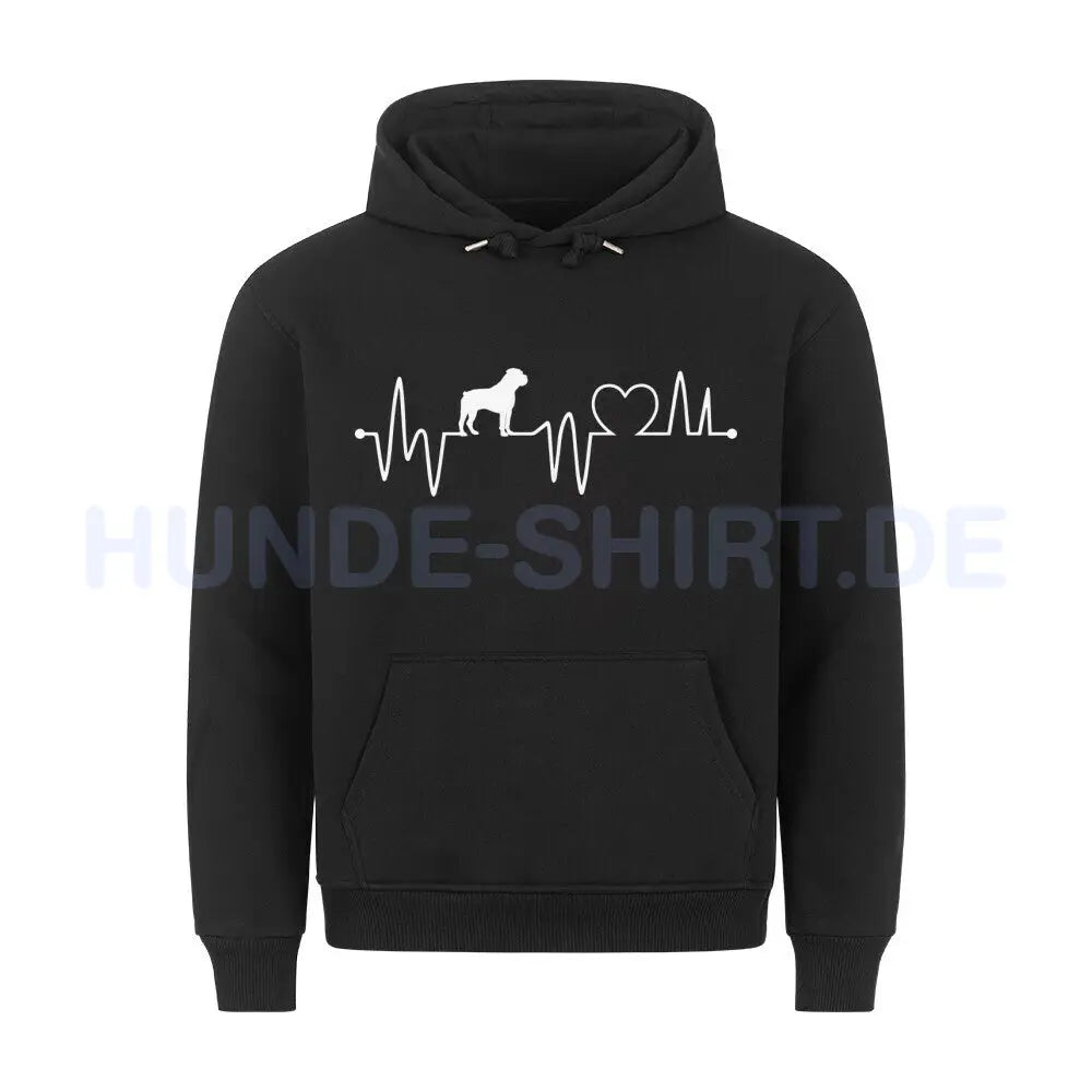 Premium Hoodie "Bullmastiff - Heartbeat" Schwarz – hunde-shirt.de