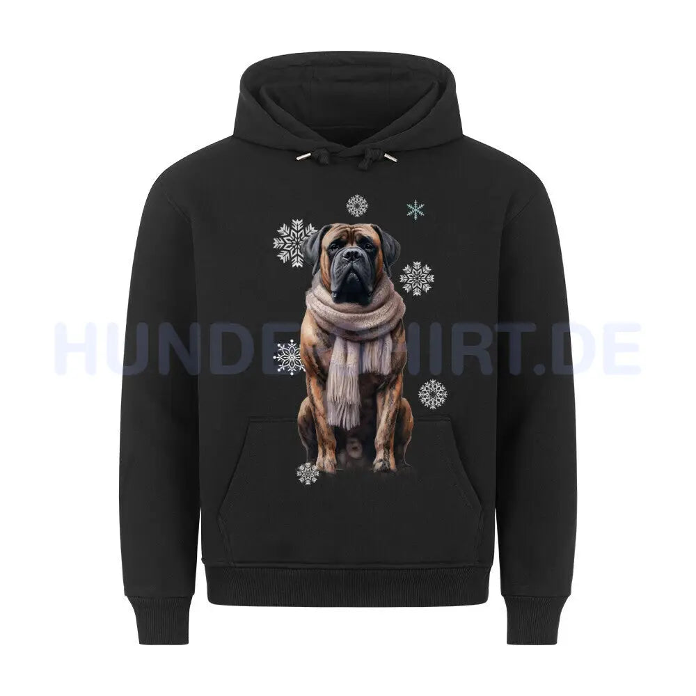 Premium Hoodie "Bullmastiff Winter" Schwarz – hunde-shirt.de