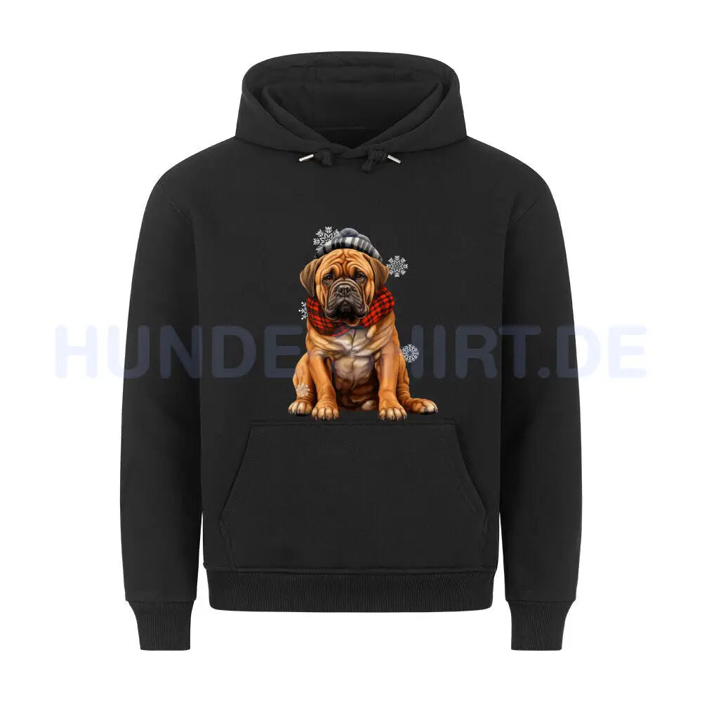 Premium Hoodie "Bullmastiff - Winter" Schwarz – hunde-shirt.de