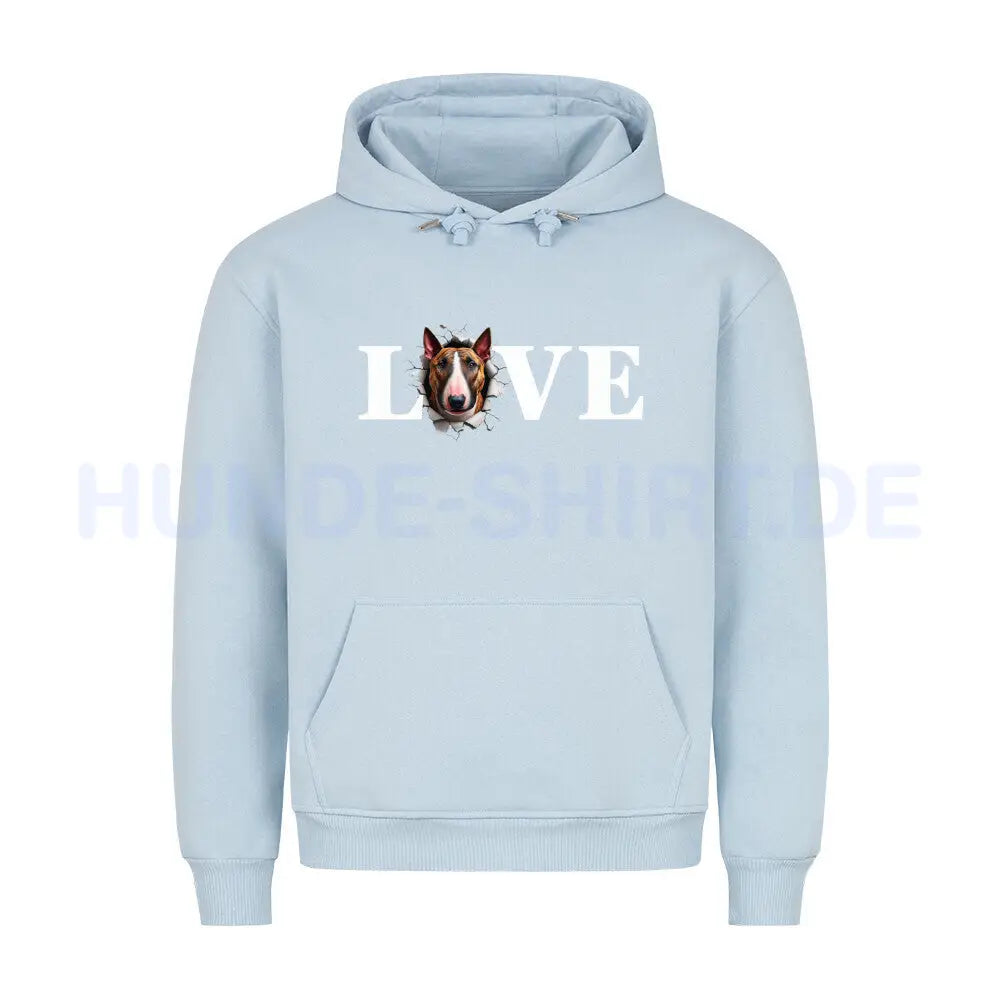 Premium Hoodie "Bullterrier ( braun ) - LOVE" Babyblau – hunde-shirt.de