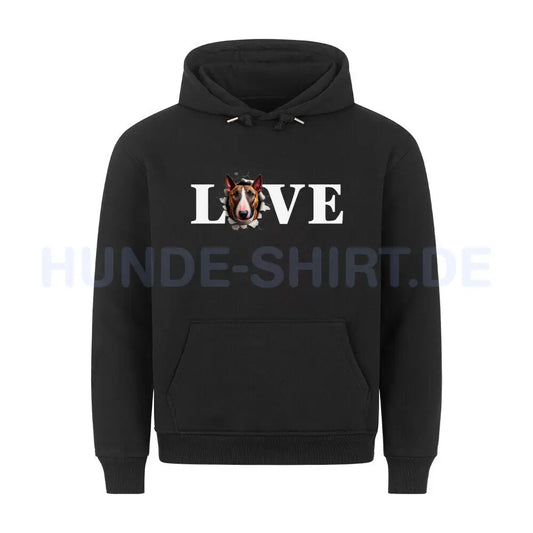 Premium Hoodie "Bullterrier ( braun ) - LOVE" Schwarz – hunde-shirt.de