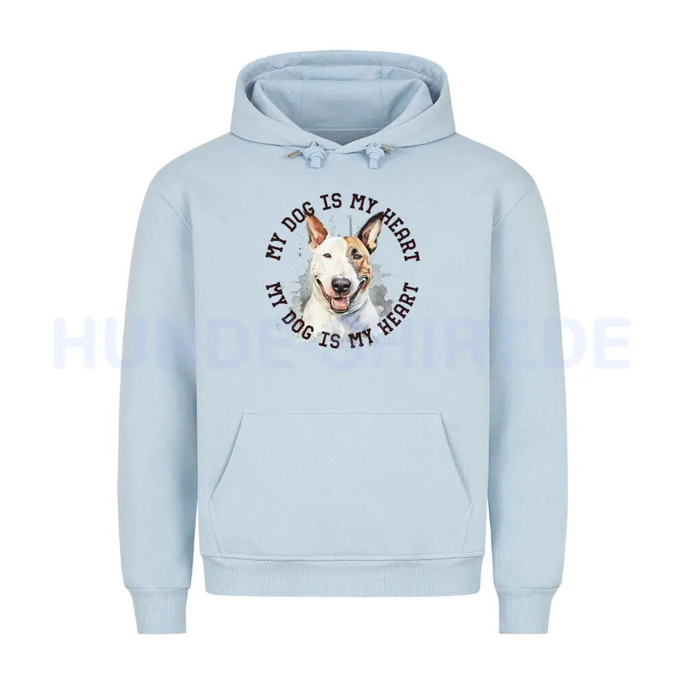 Premium Hoodie "Bullterrier HEART 2" Babyblau – hunde-shirt.de