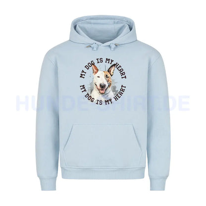 Premium Hoodie "Bullterrier HEART 2" Babyblau – hunde-shirt.de