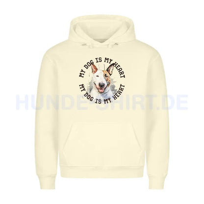 Premium Hoodie "Bullterrier HEART 2" Beige – hunde-shirt.de