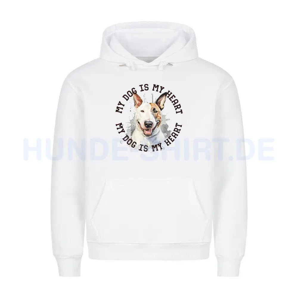 Premium Hoodie "Bullterrier HEART 2" Weiß – hunde-shirt.de