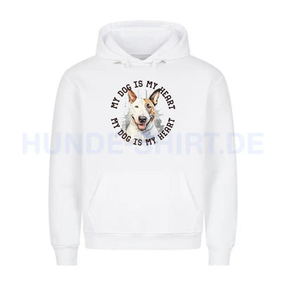 Premium Hoodie "Bullterrier HEART 2" Weiß – hunde-shirt.de