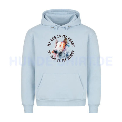 Premium Hoodie "Bullterrier HEART" Babyblau – hunde-shirt.de