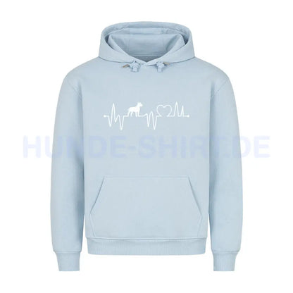 Premium Hoodie "Bullterrier - Heartbeat" Babyblau – hunde-shirt.de