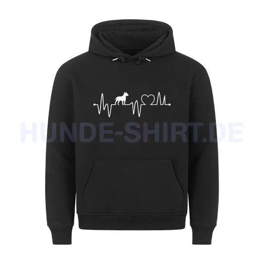 Premium Hoodie "Bullterrier - Heartbeat" Schwarz – hunde-shirt.de