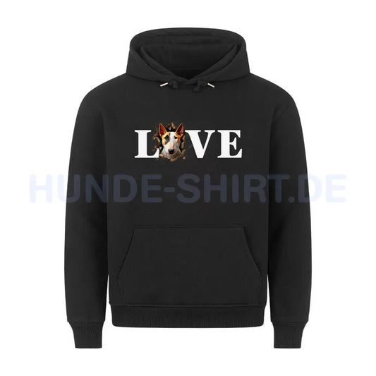 Premium Hoodie "Bullterrier ( hell ) - LOVE" Schwarz – hunde-shirt.de