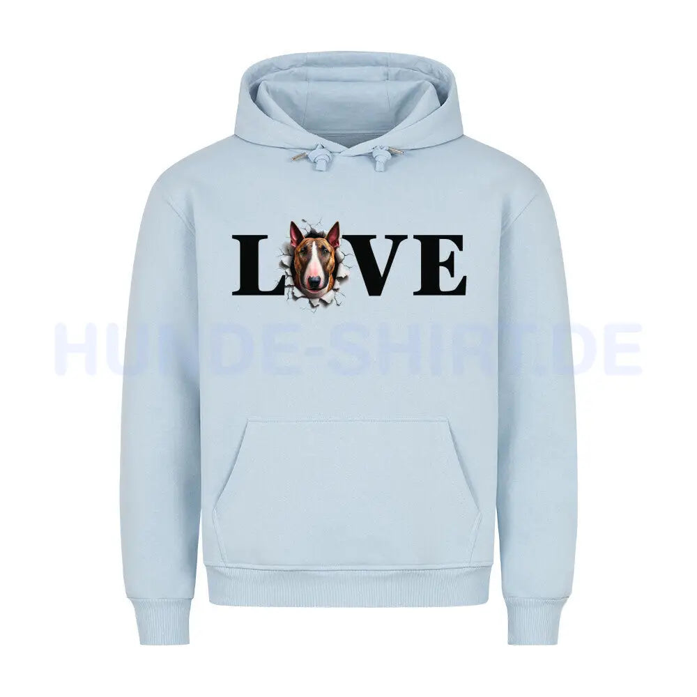 Premium Hoodie "Bullterrier LOVE" Babyblau – hunde-shirt.de