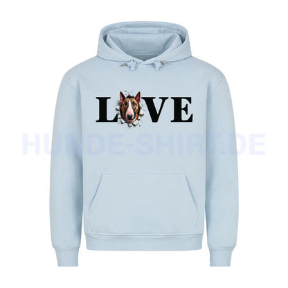 Premium Hoodie "Bullterrier LOVE" Babyblau – hunde-shirt.de