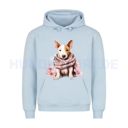 Premium Hoodie "Bullterrier Wintermädchen" Babyblau – hunde-shirt.de