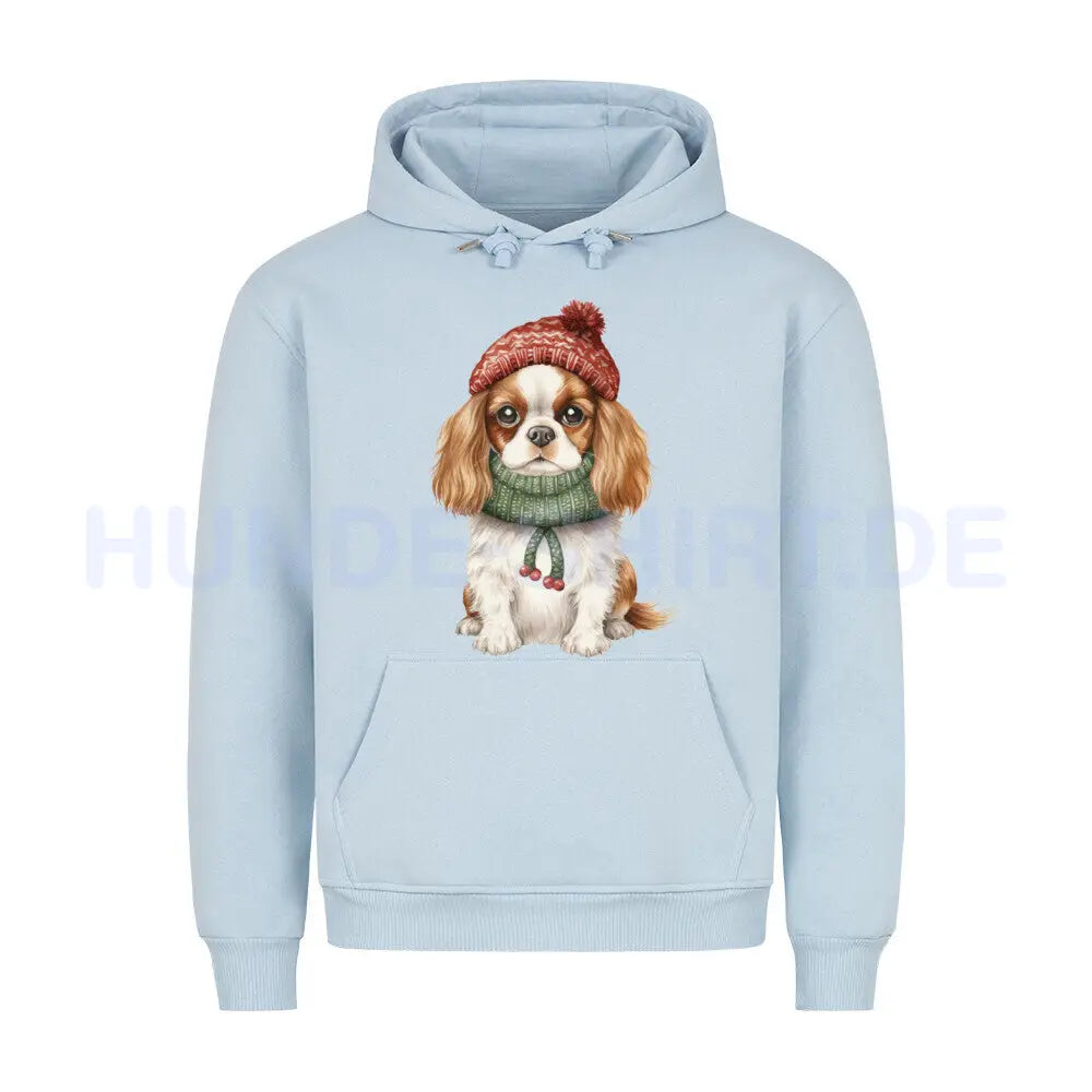 Premium Hoodie "Cavalier King Charles - Kalt" Babyblau – hunde-shirt.de