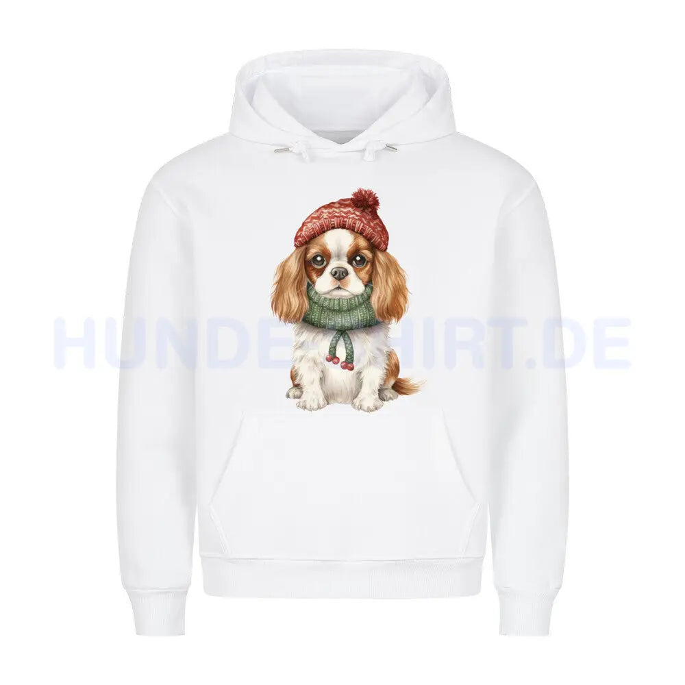 Premium Hoodie "Cavalier King Charles - Kalt" Weiß – hunde-shirt.de