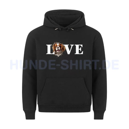 Premium Hoodie "Cavalier King Charles - LOVE" Schwarz – hunde-shirt.de