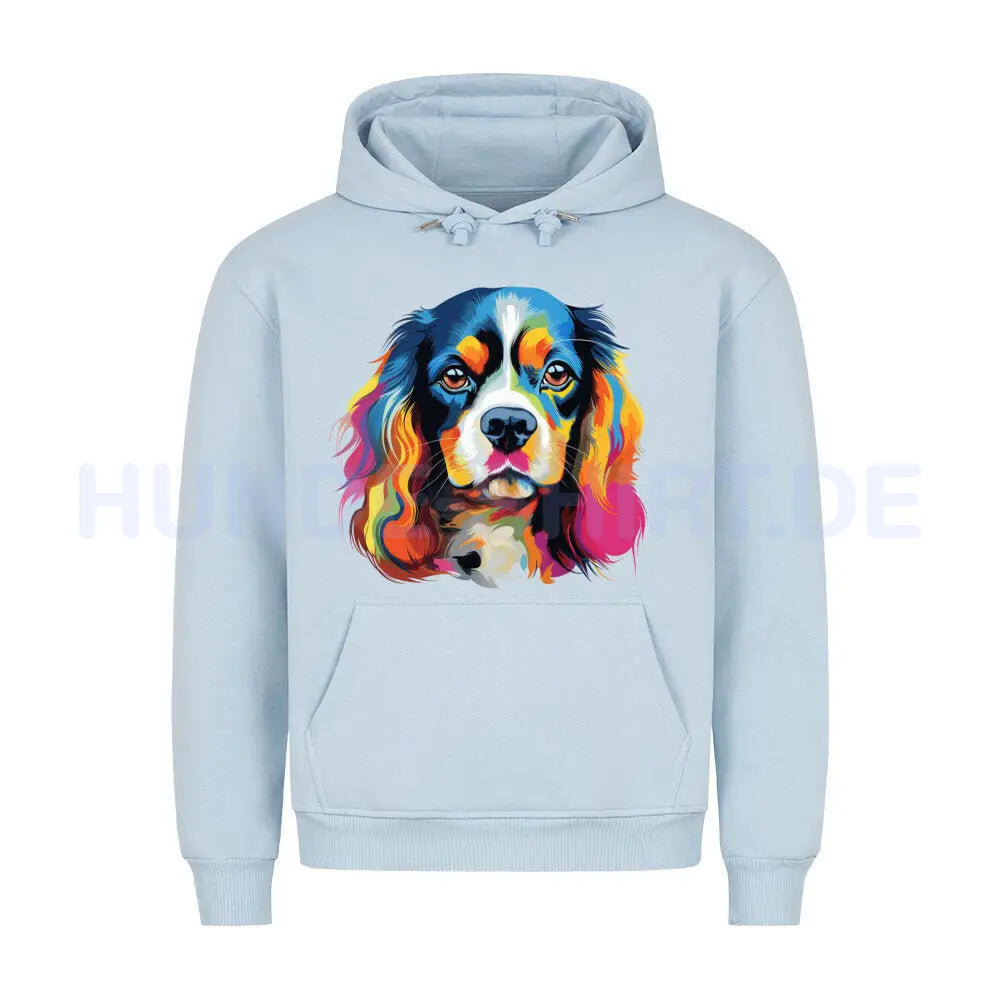 Premium Hoodie "Cavalier King Charles - Paint" Babyblau – hunde-shirt.de